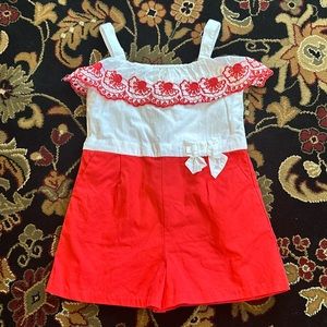 Janie and Jack red and white romper